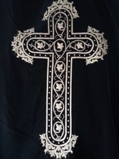 Ancienne tenture mortuaire - milieu XIX e en fil d'argent galon