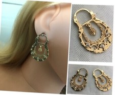 Chic   BOUCLE D’OEILLE STYLE  SAVOYARDE ENFANT   PLAQUE OR … Nº 020 - ROSANTINE