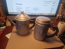 ancienne cafetière aluminium et bakelite, système à renversement