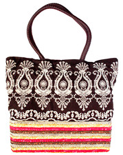 LUNA LLENA sac cabas en paille et coton brodé, état NEUF, 35 x 34 x 14 cm