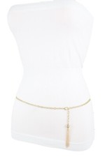 Femme Ceinture Hip Taille Ultra Étroit Mode Métal Or Chaîne Gland Balle M L XL