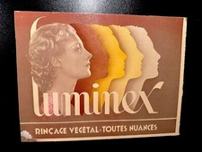 Rare Plaque publicitaire Carton Coloration Pour Cheveux Luminex Coiffeur D’antan