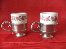 Duo Tasses / Tasses à moka/ à café support en étain " Bavaria Kronester " - Neuf