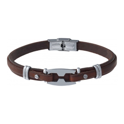 Bracelet acier cuir - cuir, marron