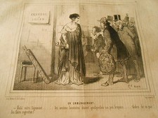 Caricature 1849 - Chambre à louer les anciens locataires etaient un peu bruyant
