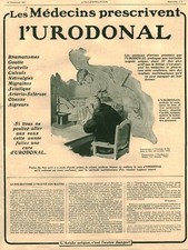 Publicité ancienne produit pharmaceutique Urodonal médecins 1915 issue magazine