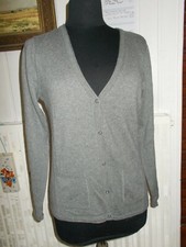 Pull gilet boutons coton/angora gris MAT DE MISAINE M 38/40  logo sur la manche