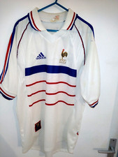 Maillot de football Adidas France 98 signé Zidane et Pires M size