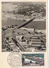 MAXIMAPHILIE CARTE MAXIMUM PREMIER JOUR COTE D'IVOIRE ABIDJAN 1959 PONT