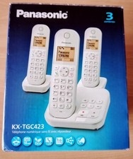 Trio Téléphones Ss Fil Numériques DECT avec Répondeur Panasonic KX-TGC423 Blancs
