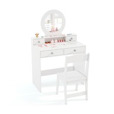 Ensemble de Coiffeuse pour Enfants avec Miroir Coiffeuse et Chaise avec Miroir
