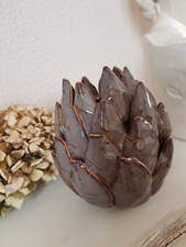 Photophore porte bougie ou vase faience taupe forme artichaut