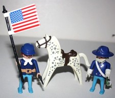 PLAYMOBIL 3306 GENERAL ET SOLDAT NORDISTE YANKEE CAVALERIE US WESTERN