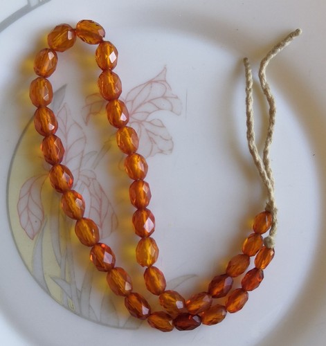 Perles ambre facette ancien - perles,