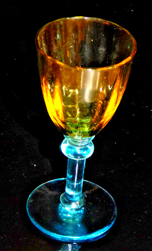 Verre liqueur bleu et - a,