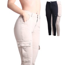 Pantalon Cargo Femme Jeans Taille Haute Slim Fit Stretch