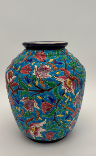 Vase balustre emaux longwy - vase,