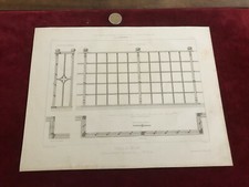 gravure ancienne architecte N333 grille du balcon 