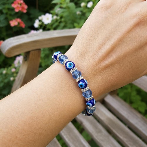 Bracelet œil bleu verre style - Œil,