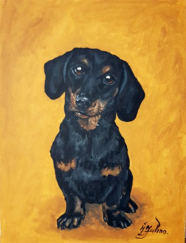 Teckel peinture originale - peinture,