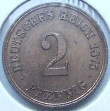 Pièce Allemande Empire Allemand 2 Pfennig 1875 A En Uncirculated