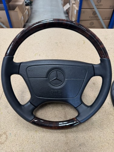 Wood leather steering - steering, wheel