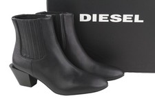 Bottes D-Texanne CH Femme DIESEL EU39 Cuir Noir Bout Amande Talon Cubain RRP290