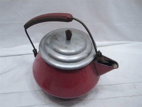 Vintage red art deco enamel - red,