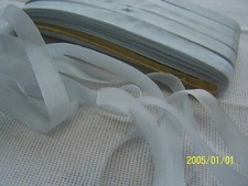 Ancien ruban en soie. Couleur bleu ciel très pâle.  Vendu au mètre. Réf N°149