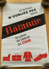 AFFICHE PUBLICITE BARANNE CREME DE LA BEAUTE DU CUIR ILLUSTRE MOTILLON VERS 1980