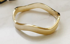 10K or Jaune Sur Vague Bracelet Avec Ressort Shingle Fermeture 7.5 " Femmes