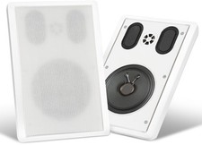 2x Enceintes Haut-Parleurs Home Cinema Installation Mur Passive 60W Blanc Set