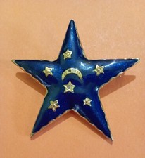 BIJOU BROCHE  FORME ETOILE EMAILLEE BLEUE NUIT