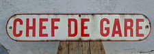 Plaque émaillée chef de gare train voie ferrée réseau férroviaire enseigne