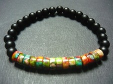 Bracelet de perles Jaspe impérial multicolore et agate mate 6mm, sur mesure