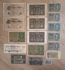 Lot de 17 billets Mark (WEIMAR Republique) +  Reichsmark Allemagne 1910-1937