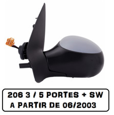RETROVISEUR PEUGEOT 206 GAUCHE CONDUCTEUR ELECTRIQUE / DEGIVRANT / COQUE 8149KQ 