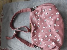 grand sac à main neuf bandoulière  pvc vieux rose 40 x 20 cm avec strass 