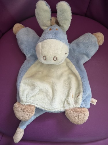 Doudou marionnette ane bleu - marionnette,
