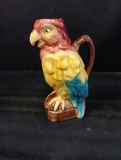 Modèle Rare Pichet En Barbotine Perroquet Ara H 26cm