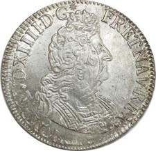 O6131 Rare 1/2 Ecu Louis XIV aux insignes 1702 A Paris Argent Silver ->F offre