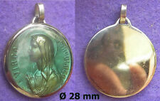 vintage MEDAILLE LA VIERGE en émail vert VIRGO IMMACULATA signé Ruffony