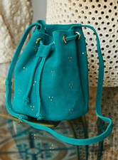  Sac seau cuir bleu caraibes