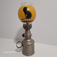 Chat Peint Verrine Verre Lampe Pigeon Tulipe Globe origine no copie Ancien