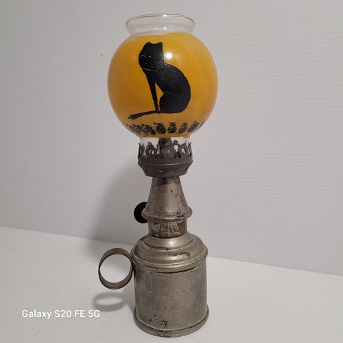 Chat peint verrine verre lampe - peint,