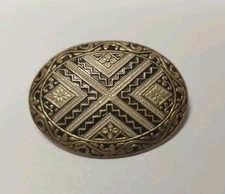Broche ovale métal émail - broche, ovale.