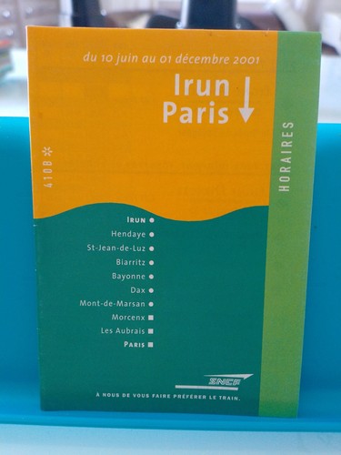 Horaires irun paris 2001 sncf - horaires,