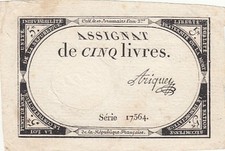 5 Livres - 10 Brumaire An II (31.10.1793) - Sign. Ariquey - Série 17564