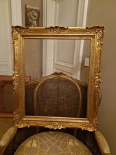 Ancien Grand Cadre En Bois Doré