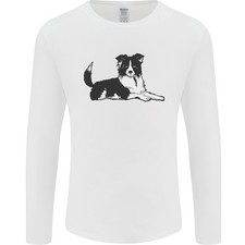 Un T-Shirt À Manches Longues Pour Homme Avec Un Chien Border Collie Allongé